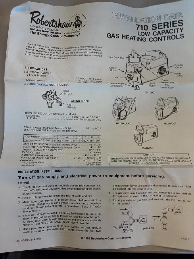710401 Robertshaw 710-401 RV 24V Combo Valve