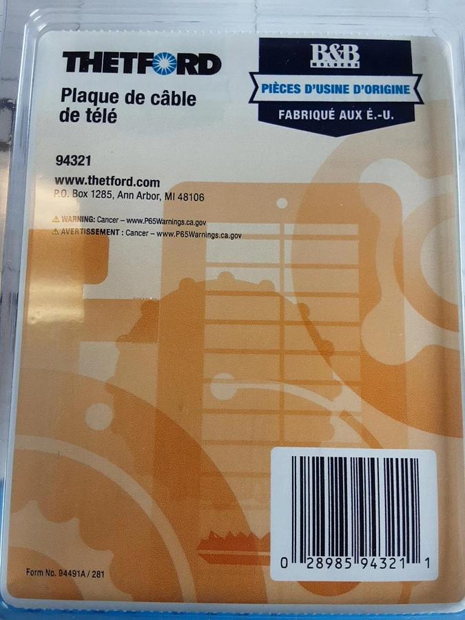 Thetford Cable TV Plate Part # 94321