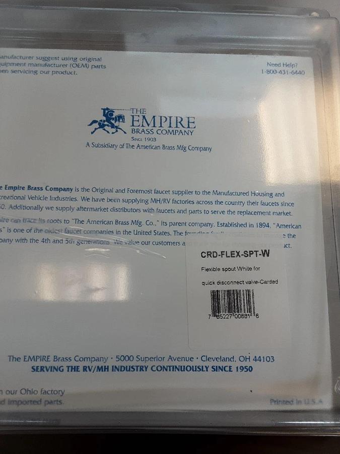The Empire Brass Company Flexible Spout Part # 00661