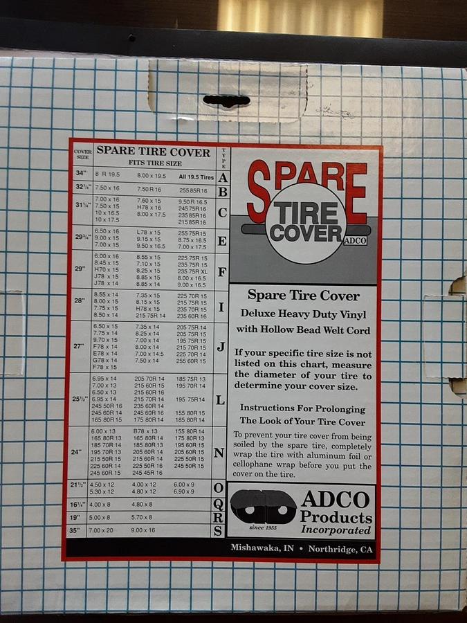Adco Spare Tire Cover. Part # TC-Q-CW