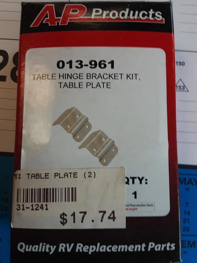 AP Products Table Hitch Braket Kit Table Plate 013-961. Part # 31-1241.