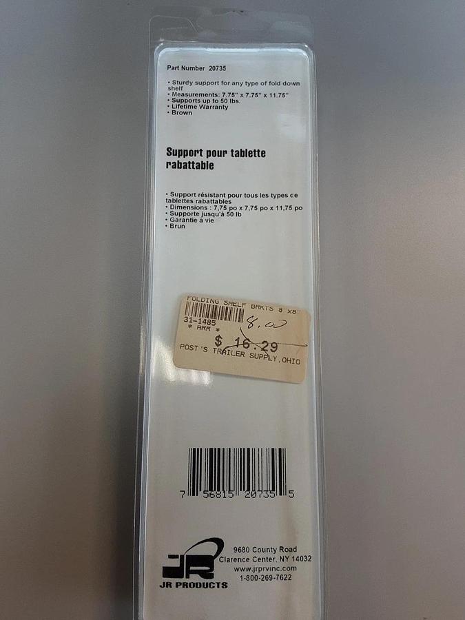JR Products Folding Shelf Bracket Part # 20735
