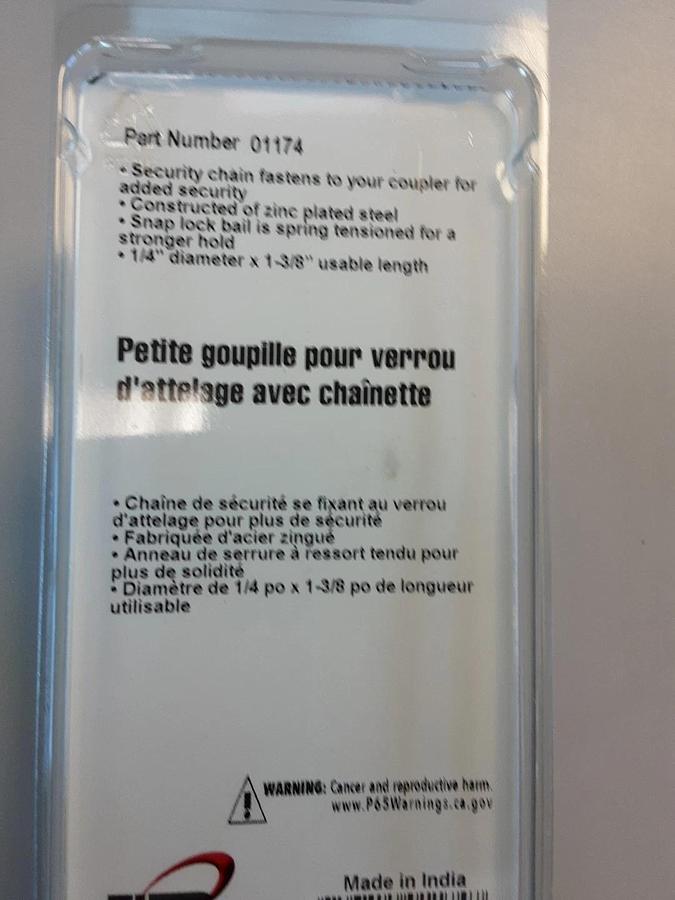 JR Products Small Coupler Lock Pin With Pin Saver Part # 01174