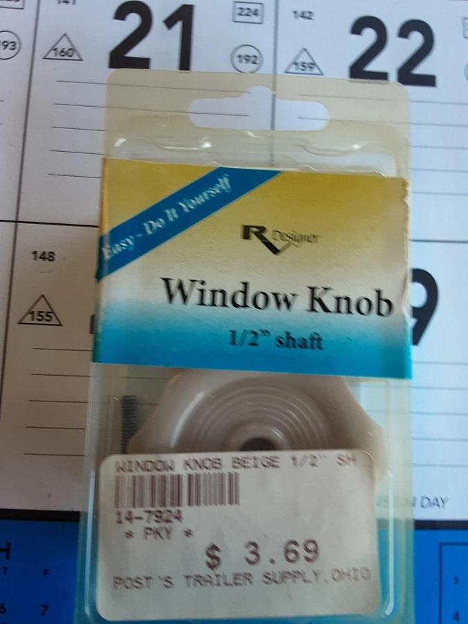 RV Designer Window Knob 1/2 Shaft Part #H718
