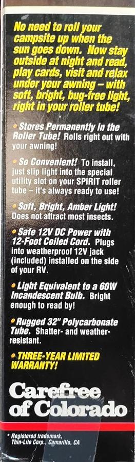 Thin-Lite Awning 12V DC Roller Tube Light