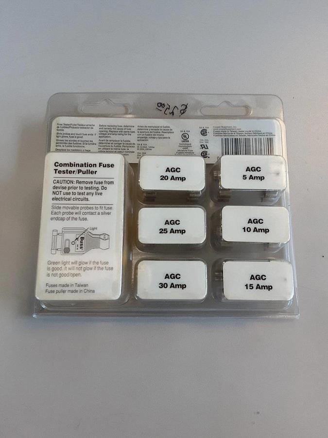 Cooper Bussman Amps Fast Acting Glass Fuse Part # AGC-EK