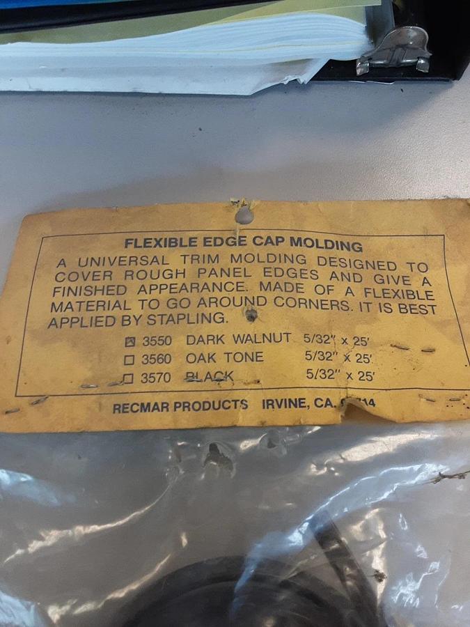 Recmar Flexible Edge Cap Molding Part #3550 Dark Walnut