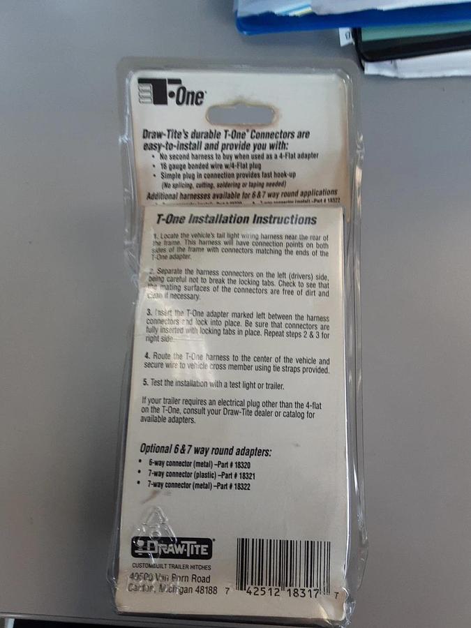 Draw-Tite T-One Connector For Dodge Trucks Part #18317