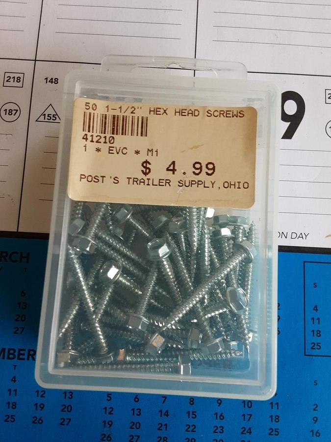 Evco 50 8 X 1-1/2 Hex Washer Head Trailer Screws Part #41210