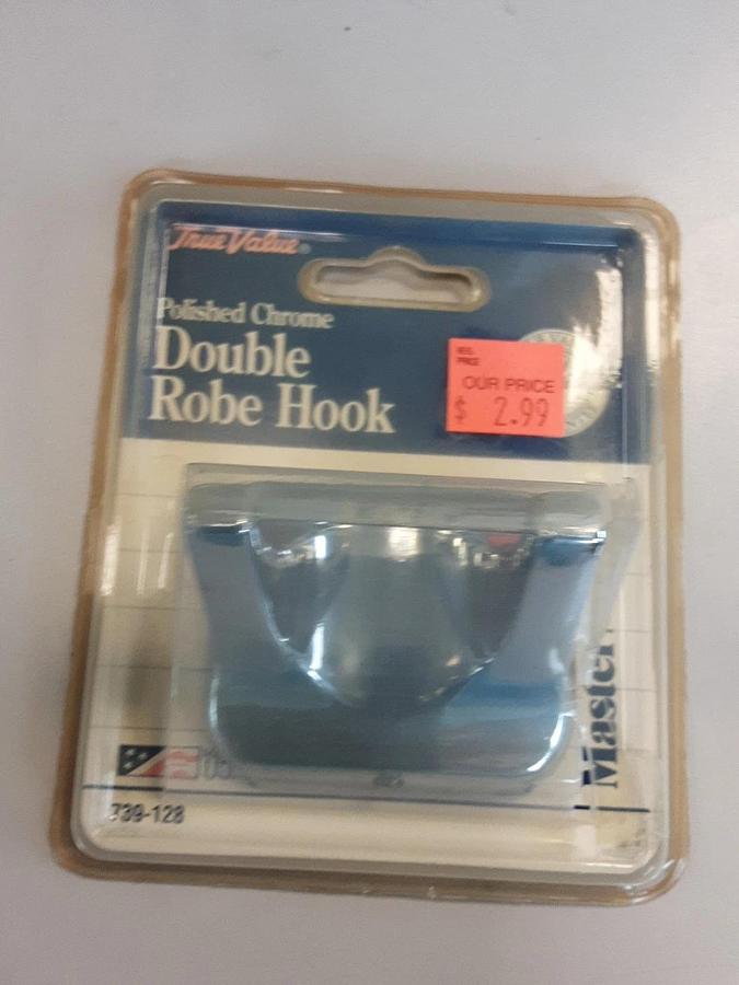 True Value Polished Chrome Double Robe Hook Part #739-128