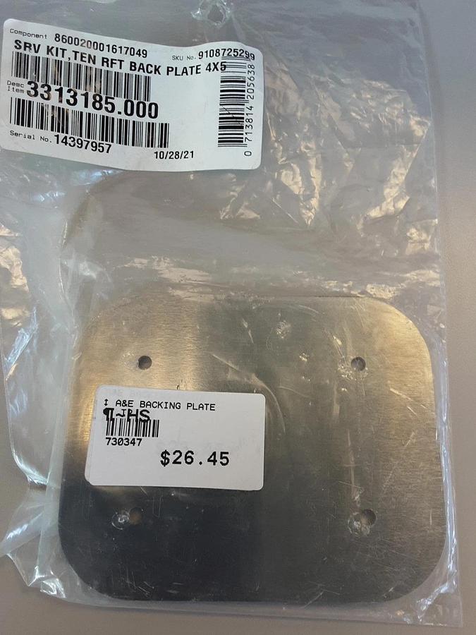 A&E Backing Plate Part Service Kit Ten RFT Back Plate 4x5. Part # 730347