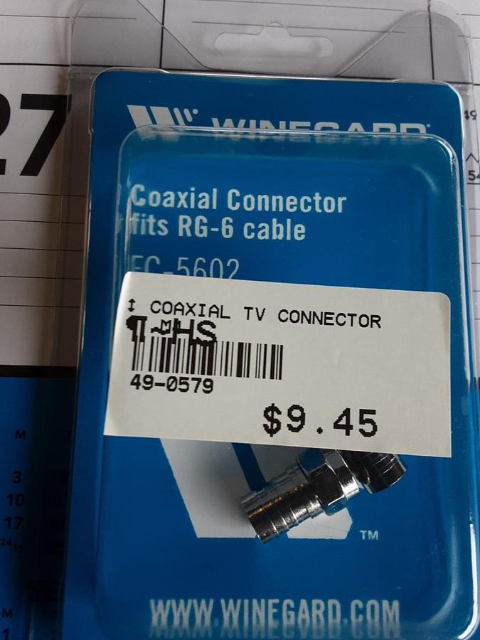 Winegard Coaxial Connector Fits RG-6 Cable Part #FC-5602