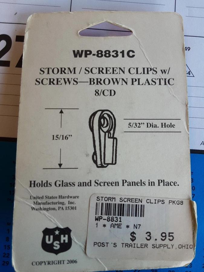 WP-8813C Storm/Screen Screen Clips W/ Screws