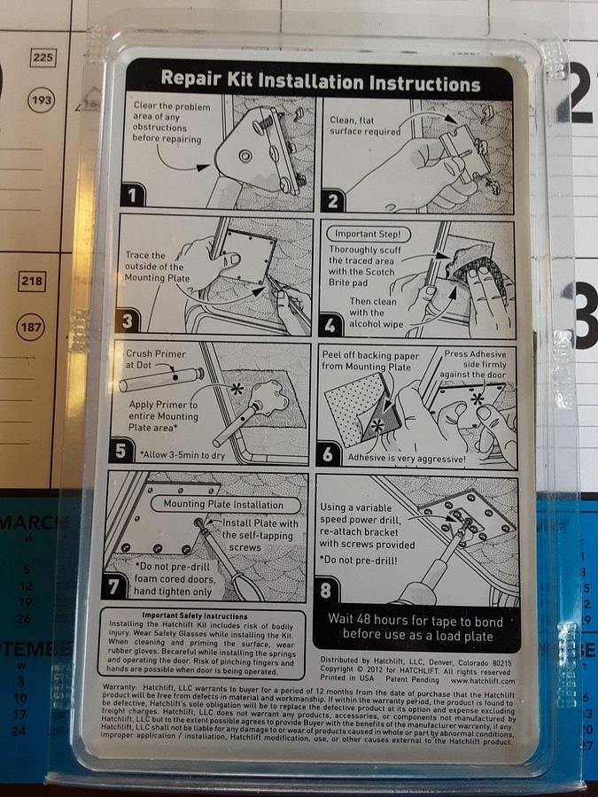 Universal Door Plate Repair Kit Part #00313, Part #96-5155