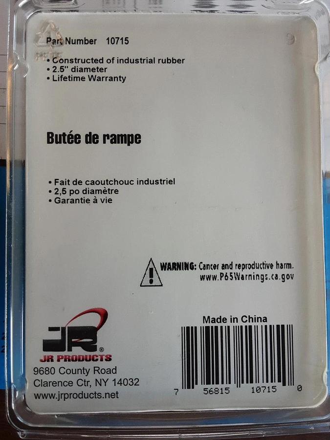 JR Products Ramp Bumper Rubber Part #10715