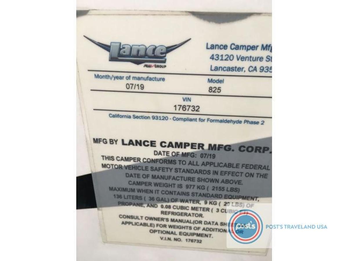 Used Used 2020 Lance Truck Camper 825