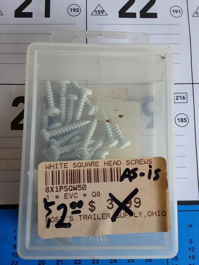 Evco 8x1 PSQW50 50 White Pan Head Screws