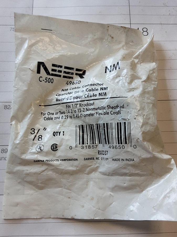NIB GAMPAK C-500 NEER™ connectors for Non-Metallic sheathed cable.
