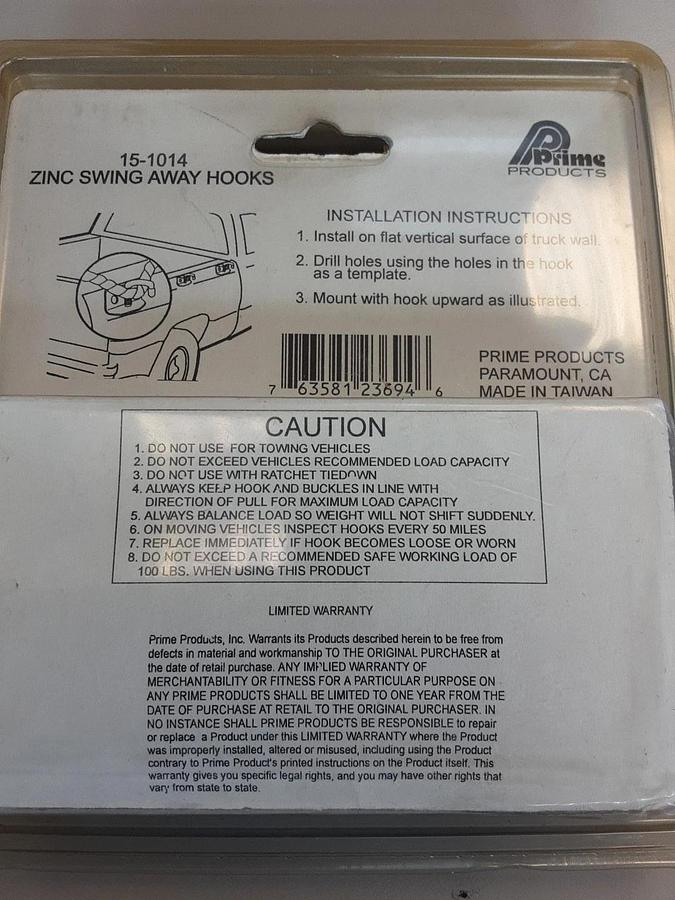Prime Products 15-1014 Zinc Swing Away Hooks