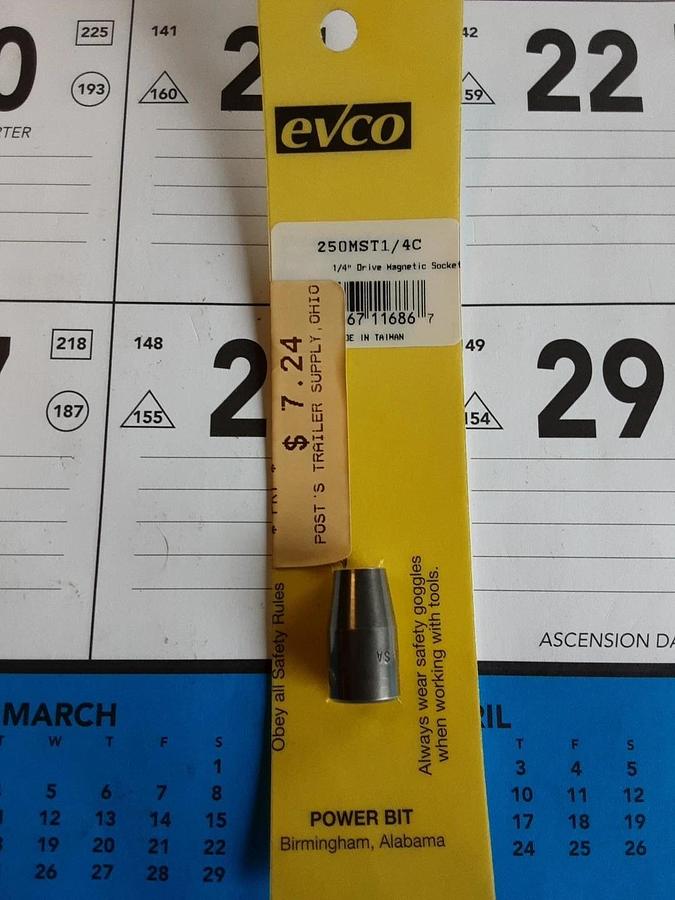 Evco Power Bit 1/4" Drive Magnetic Socket