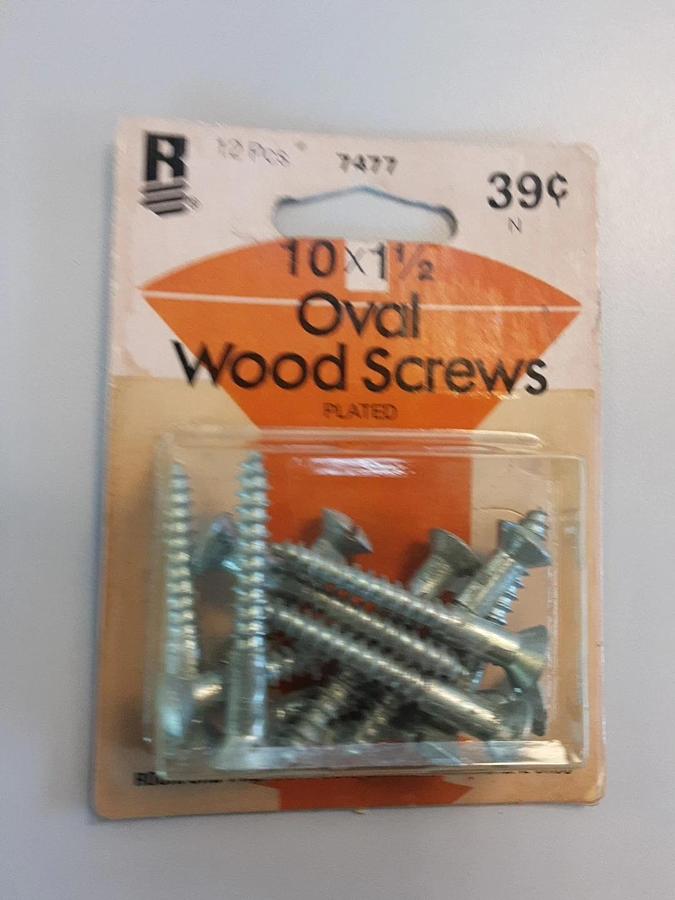 12 Pcs. 10 x 1 1/2" Oval Wood Screws Part #7477