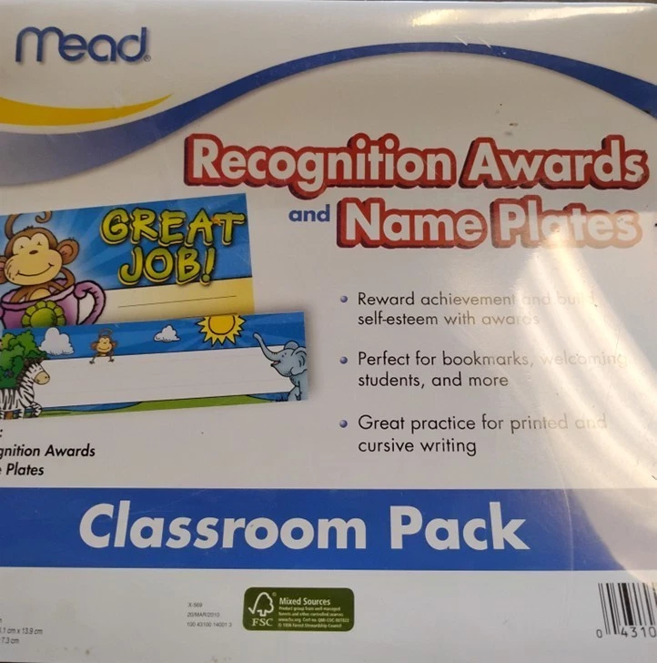 MEAD Recognition AWARDS & NAME PLATES Teacher Resource Classroom Pack NEW Sealed