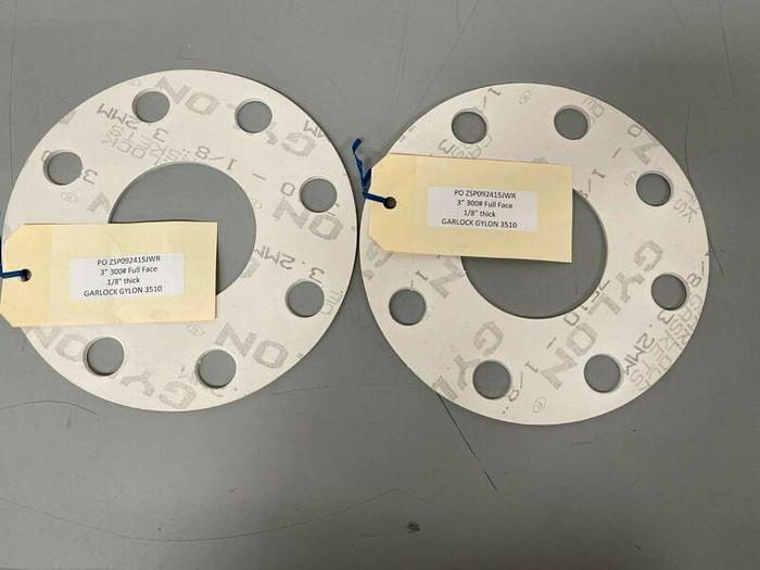 Used Lot of 2 - Garlock Gylon 3510 1/8" Thick Gasket w/ 3.5" ID & 8.5" OD
