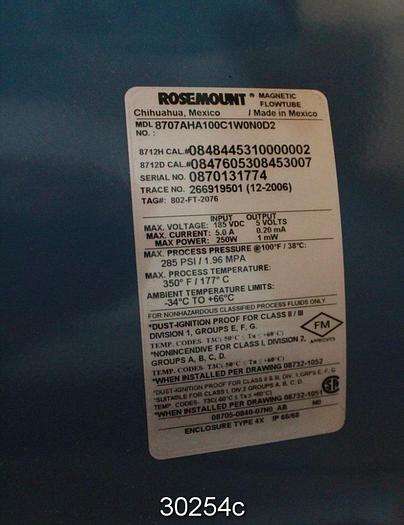 Unused Rosemount 8707AHA100C1W0N0D2 10" Magnetic Flow Tube #30254
