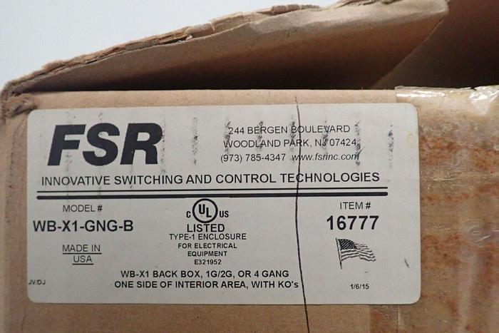 Used FSR Model WB-X1-GNG-B 16777 WB-X1 Back Box, 1G/2G, 4 Gang One Side 643765512823