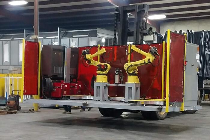 2018 FANUC DUAL ARCMATE 120iBe MIG WELDING CELL WITH DUAL SERVO DRIVEN TRUNNIONS LIKE NEW CONDITION