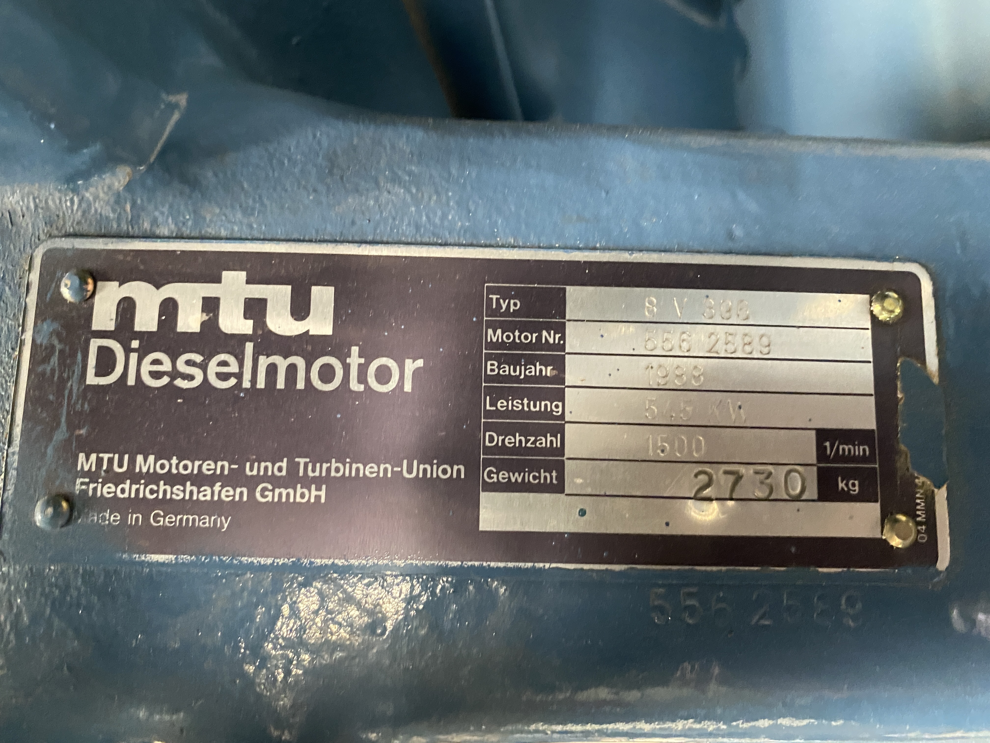 Used MTU 8V-396TC33/34 / A.VAN KAICK 950 KVA  GEN.SET