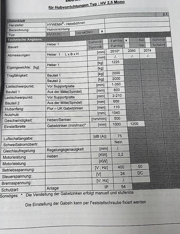 Gebraucht 2011 HYWEMA HV 2,5 Mono