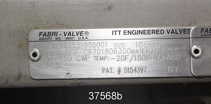 Used Fabri 10" Hand Operated Knife Gate Valve,C6701806300 #37568