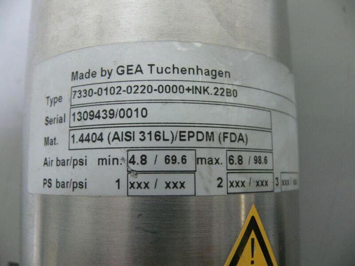 Used GEA Tuchenhagen 7330-0102-0220-0000 INK.22B0 Valve w/ Anderson Temperature Gauge
