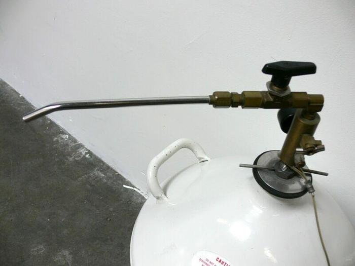 Used Thermolyne Thermo 30 Cryogenic Storage vessel w/ Valve and Rolling Platform