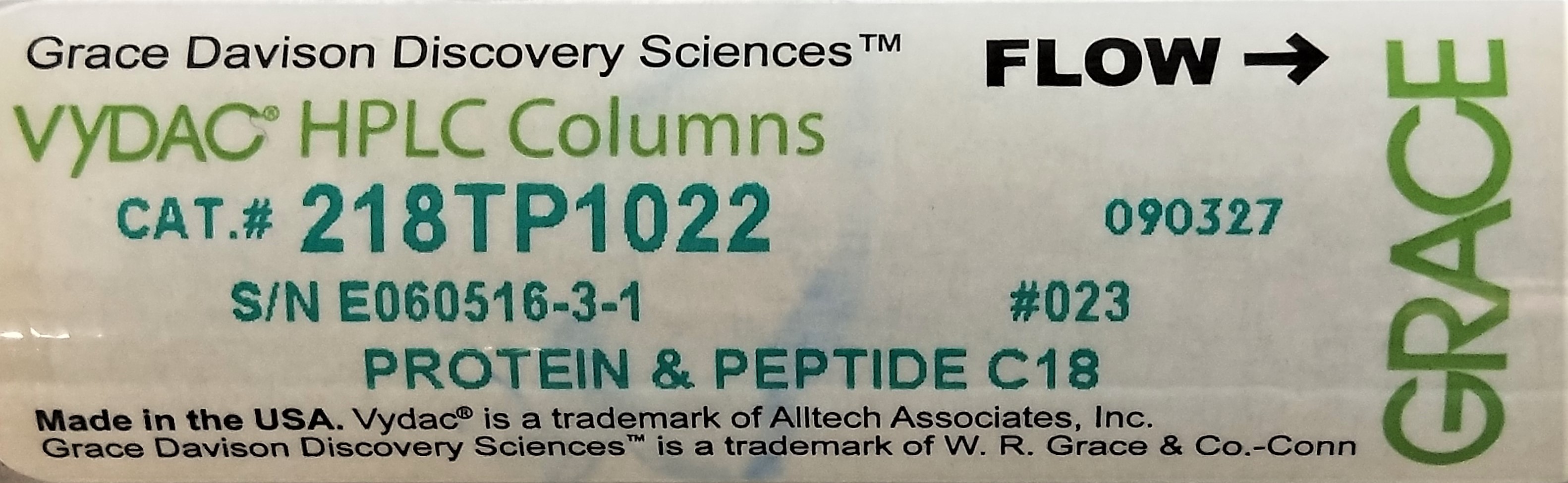 New Open Box (1500) Vydac 218TP1022 C18 Preparative HPLC Column - 25 cm × 22 mm x 10µm