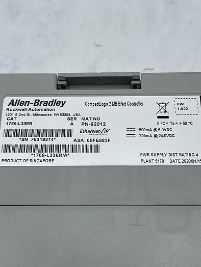 Used A-B Allen Bradley 1769-L33ER Ser A 
