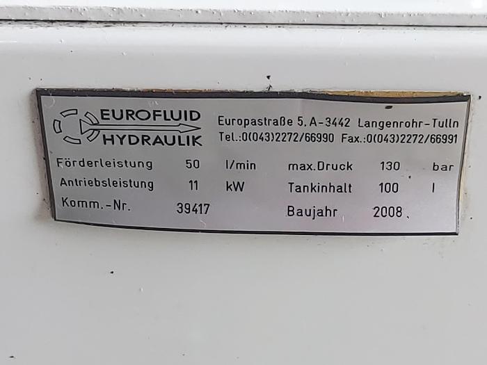 Usado Hydraulikaggregat, 50l/min, 100L, 130 bar, 11 KW, Eurofluid,  gebraucht-Top