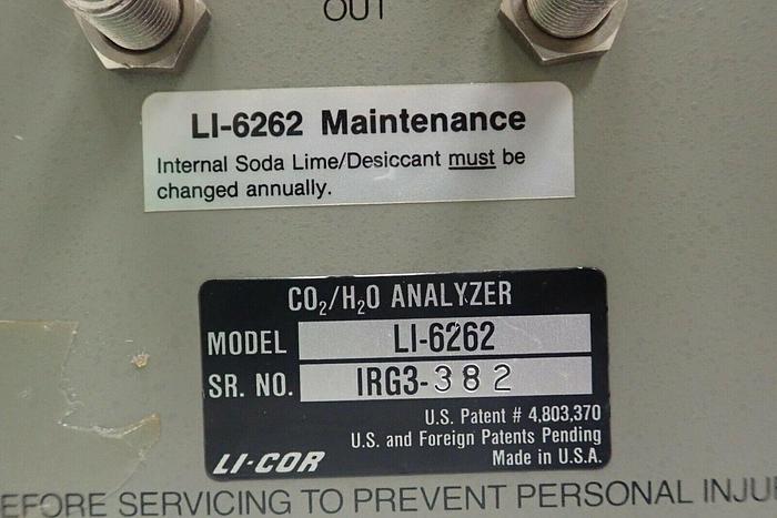 Used LI-COR LiCor LI-6262 CO2/H2O Analyzer