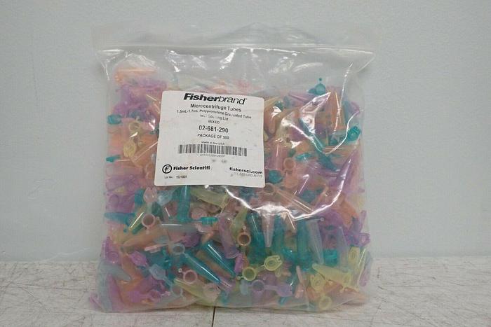 Used Fisherbrand 02-681-290 Microcentrifuge Tubes 1.5mL-1.7mL w/ Lid - Package of 500