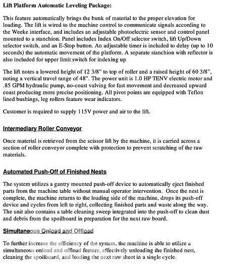 Used Weeke Vantech 480 with Infeed & Outfeed System