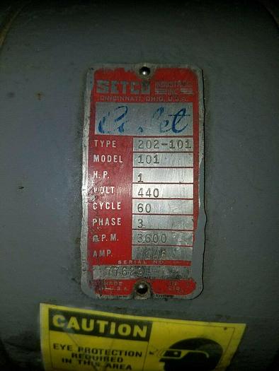 Used Setco Cadet #101 Double Wheel Buffer 1 HP 440V Polisher Grinder Jack Lathe