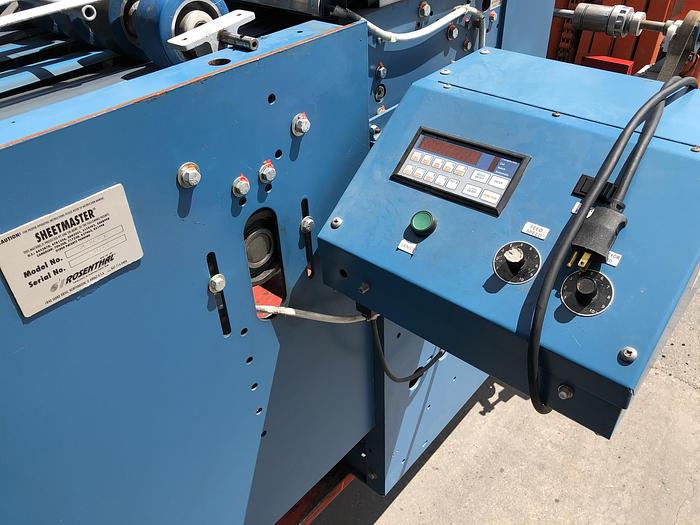 Used 30" ROSENTHAL SHEETMASTER W/ CONVEYOR MODEL SM-30-ZC MFG. 2012