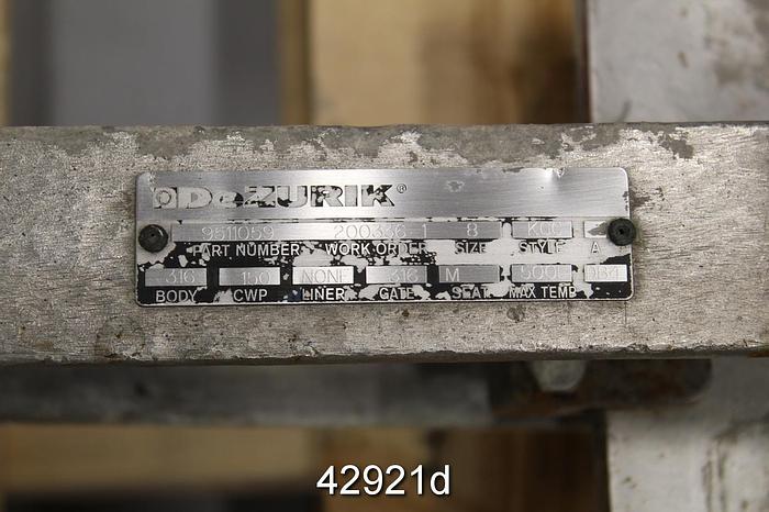 Used Dezurik 8" Hand Operated Knife Gate Valve #42921