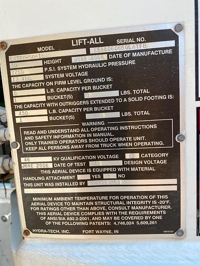 Used Lift-All LATE-50-1E 55ft 2007 Freightliner M2-106 Reg Cab Utility Truck - M81020