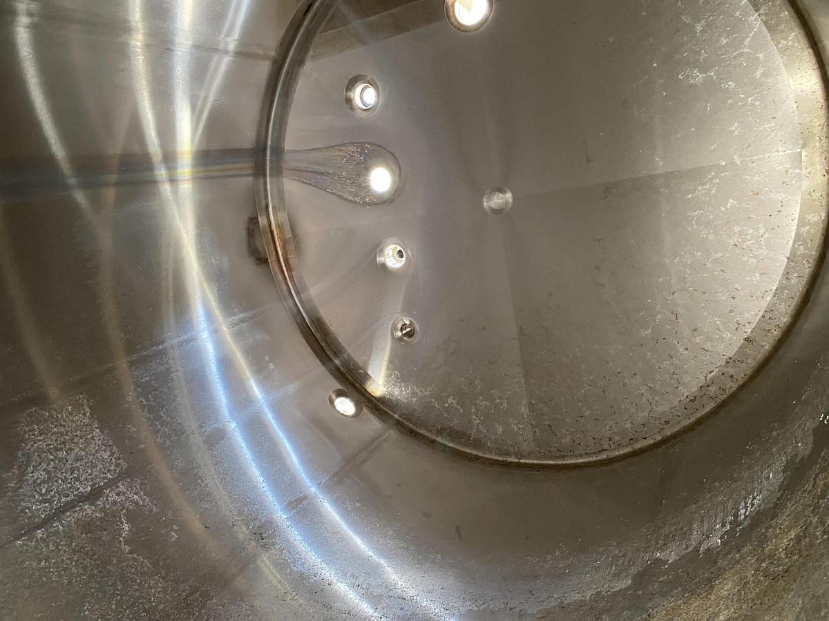 Used Used A & B Process approximately 1,100 gallon sanitary stainless steel vertical tank