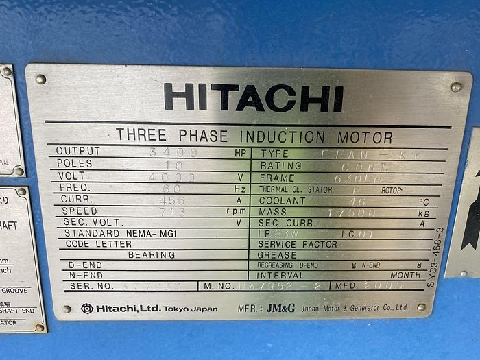 Used Used Hitachi 3400 HP 3-Phase Induction Motor,