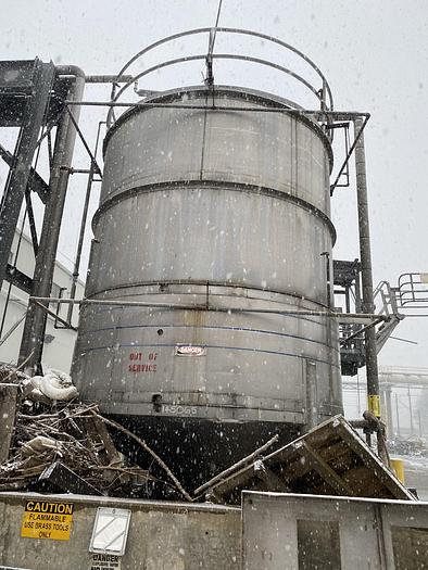 Used Used Knight Fabrication approximately 14,000 gallon stainless steel vertical tank