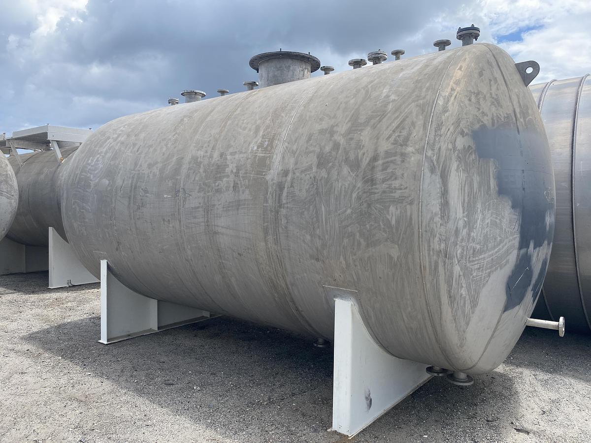 Used Used Industrial Metal Works Inc.  approximately 8000 gallon stainless steel horizontal storage tank