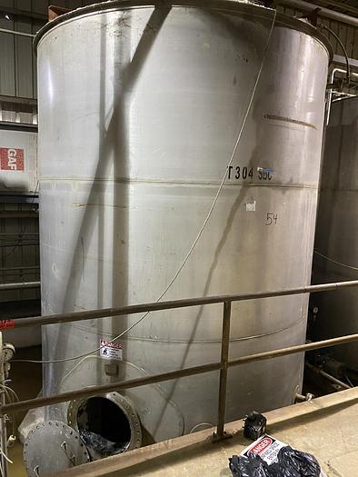 Used Used Wolfe Mechanical approximately 12,600 gallon 304L stainless steel vertical mix tank